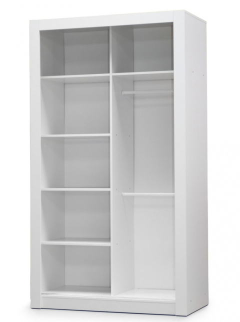 SZAFA Z LUSTRAMI BIAŁA DWUDRZWIOWA Meblar IN BOX INBX120 DWA DRĄŻKI SZEŚĆ PÓŁEK DO SYPIALNI PRZEDPOKOJU DRZWI PRZESUWNE SZAFA Z LUSTRAMI BIAŁA DWUDRZWIOWA Meblar IN BOX INBX120 DWA DRĄŻKI SZEŚĆ PÓŁEK DO SYPIALNI PRZEDPOKOJU DRZWI PRZESUWNE