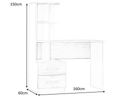 SIGNAL BIURKO B-010 DĄB WOTAN / BIAŁY MAT - płyta laminowana MDF, biurko z szufladami i półkami, do pokoju młodzieżowego, biura