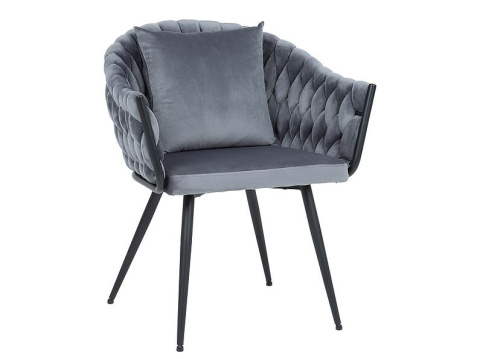 SIGNAL KRZESŁO do jadalni, salonu NUVO VELVET CZARNY STELAŻ/ SZARE BLUVEL 14 -tapicerowane, pikowane, poduszka w zestawie, metal SIGNAL KRZESŁO do jadalni, salonu NUVO VELVET CZARNY STELAŻ/ SZARE BLUVEL 14 -tapicerowane, pikowane, poduszka w zestawie, metal