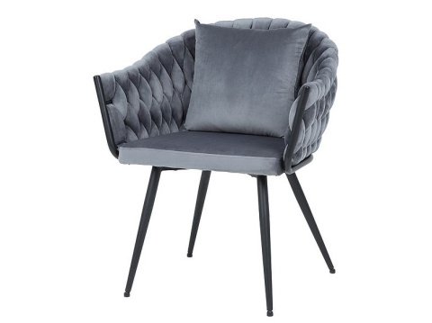 SIGNAL KRZESŁO do jadalni, salonu NUVO VELVET CZARNY STELAŻ/ SZARE BLUVEL 14 -tapicerowane, pikowane, poduszka w zestawie, metal SIGNAL KRZESŁO do jadalni, salonu NUVO VELVET CZARNY STELAŻ/ SZARE BLUVEL 14 -tapicerowane, pikowane, poduszka w zestawie, metal