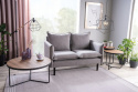 SIGNAL SOFA dwuosobowa FLORA VELVET SZARA BLUVEL 14 / WENGE - tapicerowana kanapa poduszki na siedzisku i oparciu nogi drewniane SIGNAL SOFA dwuosobowa FLORA VELVET SZARA BLUVEL 14 / WENGE - tapicerowana kanapa poduszki na siedzisku i oparciu nogi drewniane