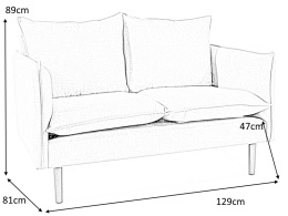 SIGNAL SOFA dwuosobowa FLORA VELVET SZARA BLUVEL 14 / WENGE - tapicerowana kanapa poduszki na siedzisku i oparciu nogi drewniane