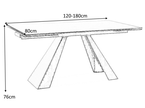 STÓŁ PROSTOKĄTNY ROZKŁADANY do jadalni SALVADORE CZARNY MAT 120(180)X80 SIGNAL - blat szkło hartowane stelaż metalowy STÓŁ PROSTOKĄTNY ROZKŁADANY do jadalni SALVADORE CZARNY MAT 120(180)X80 SIGNAL - blat szkło hartowane stelaż metalowy