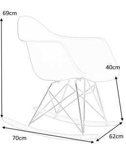 D2.DESIGN Krzesło Fotel bujany P018 RR PP tworzywo biały insp. RAR podstawa metal chromowany płozy drewniane