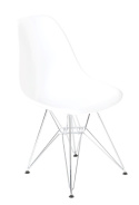 D2.DESIGN Krzesło P016 tworzywo PP białe, metalowe chromowane nogi ergonomiczne i wytrzymałe