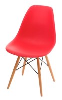 D2.DESIGN Krzesło P016W PP tworzywo czerwone, drewniane nogi wygodne i lekkie D2.DESIGN Krzesło P016W PP tworzywo czerwone, drewniane nogi wygodne i lekkie