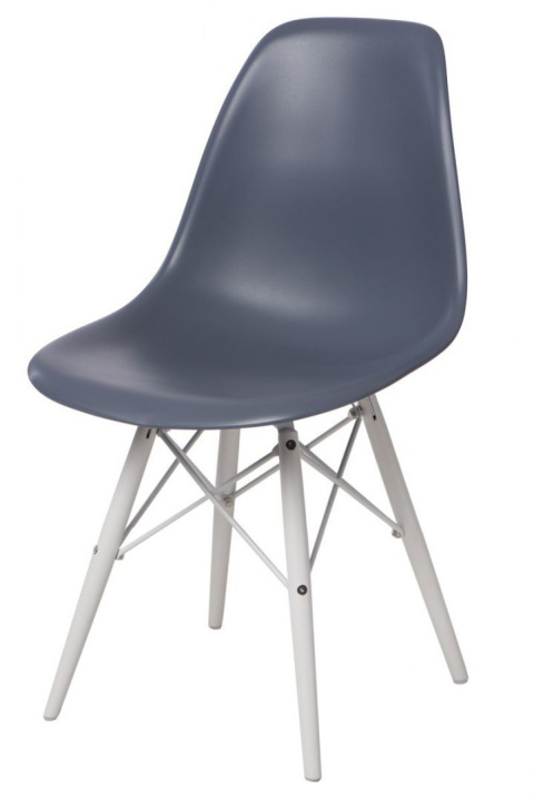 D2.DESIGN Krzesło P016W PP tworzywo szare dark grey/white biała podstawa drewno bukowe D2.DESIGN Krzesło P016W PP tworzywo szare dark grey/white biała podstawa drewno bukowe
