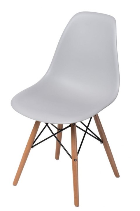 D2.DESIGN Krzesło P016W PP tworzywo jasny szary light grey, drewniane nogi naturalny D2.DESIGN Krzesło P016W PP tworzywo jasny szary light grey, drewniane nogi naturalny