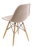 D2.DESIGN Krzesło P016W PP tworzywo beżowy mild grey, drewniane nogi wygodne i stabilne