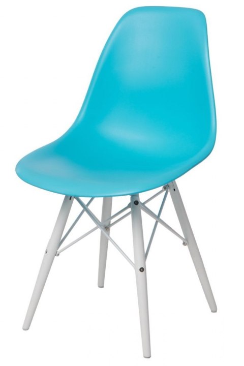 D2.DESIGN Krzesło P016W PP tworzywo niebieskie ocean blue/white podstawa drewno bukowe biały D2.DESIGN Krzesło P016W PP tworzywo niebieskie ocean blue/white podstawa drewno bukowe biały