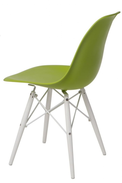 D2.DESIGN Krzesło P016W PP tworzywo zielone/white podstawa drewno bukowe biały lekkie i wygodne D2.DESIGN Krzesło P016W PP tworzywo zielone/white podstawa drewno bukowe biały lekkie i wygodne