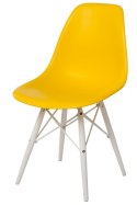 D2.DESIGN Krzesło P016W PP tworzywo żółte/white podstawa drewno bukowe biały
