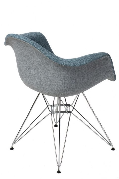 D2.DESIGN Krzesło P018 DAR Duo tapicerka niebiesko - szary podstawa metal chromowany z podłokietnikami D2.DESIGN Krzesło P018 DAR Duo tapicerka niebiesko - szary podstawa metal chromowany z podłokietnikami