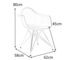 D2.DESIGN Krzesło P018 PP tworzywo różowe chromowane nogi metalowe H F z podłokietnikami