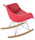 D2.DESIGN Krzesło Fotel bujany P018 RR PP tworzywo czerwone insp. RAR podstawa metal chromowany płozy drewniane