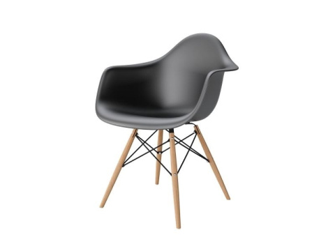 D2.DESIGN Krzesło Fotel P018W PP czarny tworzywo, drewniane nogi ergonomiczne i lekkie D2.DESIGN Krzesło Fotel P018W PP czarny tworzywo, drewniane nogi ergonomiczne i lekkie