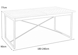 Halmar stół ALVARO rozkładany 180-240x90 blat MDF okleina naturalna - dąb miodowy, nogi stal malowana proszkowo - czarny