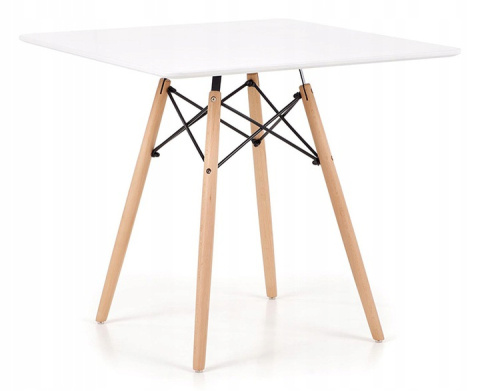 Halmar stół PROMETHEUS KWADRAT 80x80 biały MDF lakierowany nogi drewno lite bukowe + stal malowana Halmar stół PROMETHEUS KWADRAT 80x80 biały MDF lakierowany nogi drewno lite bukowe + stal malowana