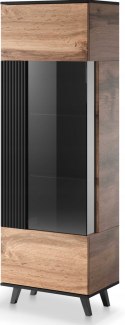 WITRYNA REGAŁ RANDOM W-1 Halmar do salonu DĄB WOTAN / CZARNY - płyta laminowana tworzywo - SZKŁO NA DRZWICZKACH WITRYNA REGAŁ RANDOM W-1 Halmar do salonu DĄB WOTAN / CZARNY - płyta laminowana tworzywo - SZKŁO NA DRZWICZKACH