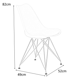 Intesi Krzesło Norden DSR PP białe 1606 tworzywo na siedzisku poduszka ekoskóra podstawa metal chromowany