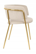 King Home Krzesło tapicerowane DELTA beżowe welur podstawa metal złoty błyszczący
