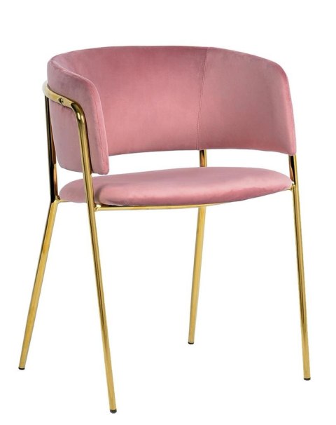 King Home Krzesło tapicerowane DELTA różowe welur podstawa metal złoty błyszczący do salonu jadalni restauracji King Home Krzesło tapicerowane DELTA różowe welur podstawa metal złoty błyszczący do salonu jadalni restauracji