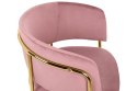 King Home Krzesło tapicerowane DELTA różowe welur podstawa metal złoty błyszczący do salonu jadalni restauracji