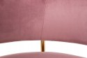 King Home Krzesło tapicerowane DELTA różowe welur podstawa metal złoty błyszczący do salonu jadalni restauracji
