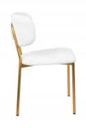 King Home Krzesło FABIOLA tapicerka tkanina BOUCLE biały podstawa metal ciemne złoto wygodne i stabilne