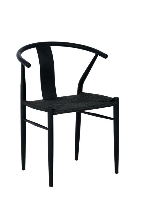 King Home Krzesło WISHBONE METALOWE czarne siedzisko plecione z naturalnych czarnych włókien stabilne i wygodne King Home Krzesło WISHBONE METALOWE czarne siedzisko plecione z naturalnych czarnych włókien stabilne i wygodne