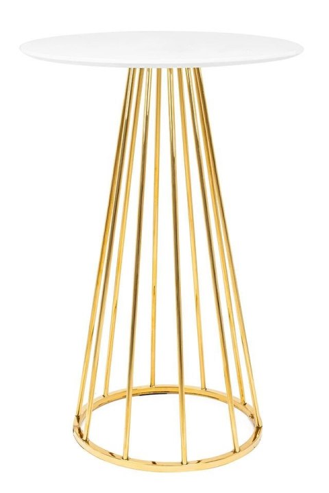 King Home Stolik barowy GLAM 60 okrągły fi60 cm blat MDF Biały mat podstawa metal chromowany Złoty King Home Stolik barowy GLAM 60 okrągły fi60 cm blat MDF Biały mat podstawa metal chromowany Złoty