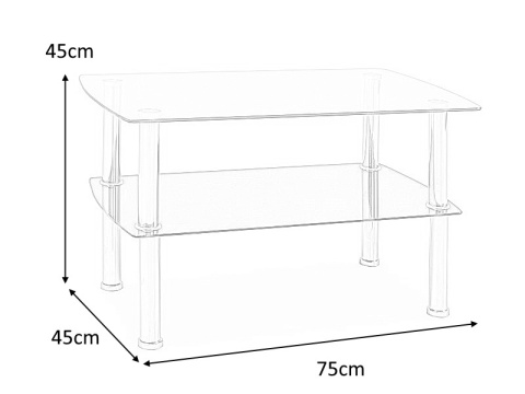 SIGNAL ŁAWA IRENE SZKŁO HARTOWANE TRANSPARENTNY / NOGI METAL CHROM 75x45x45 Z PÓŁKĄ SIGNAL ŁAWA IRENE SZKŁO HARTOWANE TRANSPARENTNY / NOGI METAL CHROM 75x45x45 Z PÓŁKĄ