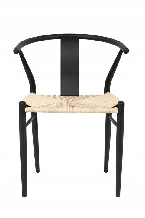 King Home Krzesło WISHBONE METAL CZARNY siedzisko włókno naturalne eleganckie i wygodne King Home Krzesło WISHBONE METAL CZARNY siedzisko włókno naturalne eleganckie i wygodne