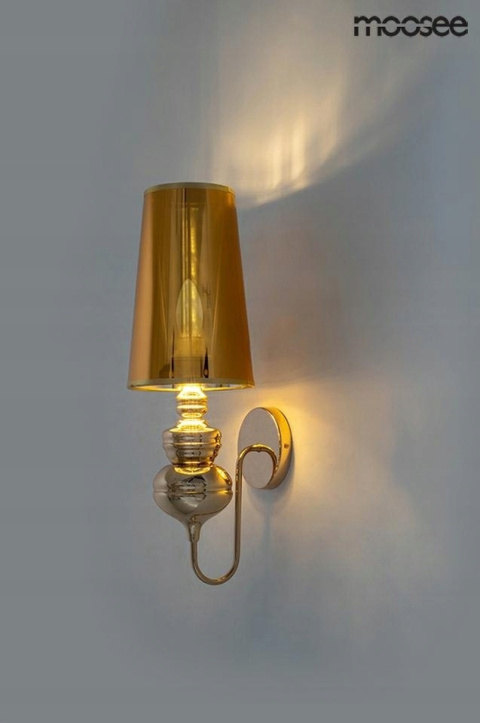 KINKIET LAMPA ścienna QUEEN 15 ZŁOTA abażur tworzywo stelaż aluminium ZŁOTY połysk E27 Moosee MOOSEE KINKIET LAMPA ścienna QUEEN 15 ZŁOTA abażur tworzywo stelaż aluminium ZŁOTY połysk E27 Moosee MOOSEE
