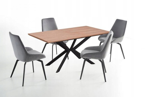 STÓŁ ROZKŁADANY LEGARTO blat MDF + okleina naturalna - DĄB NATURALNY noga stal malowana proszkowo - CZARNA 160-200x90 HALMAR STÓŁ ROZKŁADANY LEGARTO blat MDF + okleina naturalna - DĄB NATURALNY noga stal malowana proszkowo - CZARNA 160-200x90 HALMAR