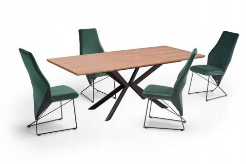 STÓŁ ROZKŁADANY LEGARTO blat MDF + okleina naturalna - DĄB NATURALNY noga stal malowana proszkowo - CZARNA 160-200x90 HALMAR STÓŁ ROZKŁADANY LEGARTO blat MDF + okleina naturalna - DĄB NATURALNY noga stal malowana proszkowo - CZARNA 160-200x90 HALMAR