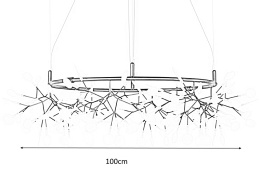 MOOSEE lampa wisząca sufitowa FLORA 100 LED czarna stal gałązki zakończone ledowymi źródłami światła przypominającymi listki