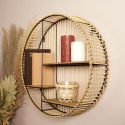 Intesi Półka Bali boho okrągła wisząca stelaż metal Czarny półki drewno rattan Naturalny do salonu pokoju przedpokoju Intesi Półka Bali boho okrągła wisząca stelaż metal Czarny półki drewno rattan Naturalny do salonu pokoju przedpokoju