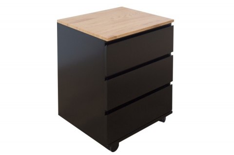 Invicta Interior INVICTA Kontenerek pod biurko BIG DEAL - czarny MDF lakierowany wysoki połysk, dąb fornir na kółkach z blokadą Invicta Interior INVICTA Kontenerek pod biurko BIG DEAL - czarny MDF lakierowany wysoki połysk, dąb fornir na kółkach z blokadą