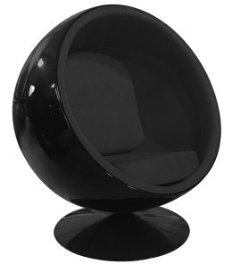 King Home Fotel BALL BLACK obrotowy czarny korpus włókno szklane połysk tapicerka tkanina podstawa metalowa