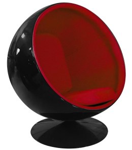King Home Fotel obrotowy BALL BLACK tapicerka tkanina czerwony korpus czarny włókno szklane podstawa metal