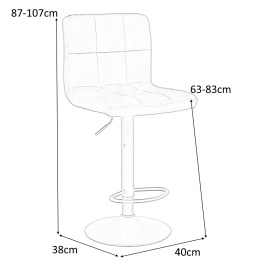 Simplet Hoker Krzesło barowe regulowane Dafne VIC czarne tapicerka tkanina welwet noga metal malowany