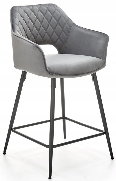 HOKER TAPICEROWANY KRZESŁO BAROWE H107 HALMAR velvet POPIELATY nogi stal malowana proszkowo CZARNE Z PODPÓRKĄ NA NOGI HOKER TAPICEROWANY KRZESŁO BAROWE H107 HALMAR velvet POPIELATY nogi stal malowana proszkowo CZARNE Z PODPÓRKĄ NA NOGI