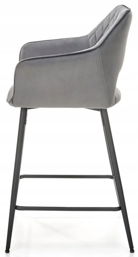 HOKER TAPICEROWANY KRZESŁO BAROWE H107 HALMAR velvet POPIELATY nogi stal malowana proszkowo CZARNE Z PODPÓRKĄ NA NOGI HOKER TAPICEROWANY KRZESŁO BAROWE H107 HALMAR velvet POPIELATY nogi stal malowana proszkowo CZARNE Z PODPÓRKĄ NA NOGI