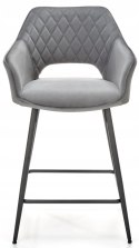 HOKER TAPICEROWANY KRZESŁO BAROWE H107 HALMAR velvet POPIELATY nogi stal malowana proszkowo CZARNE Z PODPÓRKĄ NA NOGI HOKER TAPICEROWANY KRZESŁO BAROWE H107 HALMAR velvet POPIELATY nogi stal malowana proszkowo CZARNE Z PODPÓRKĄ NA NOGI