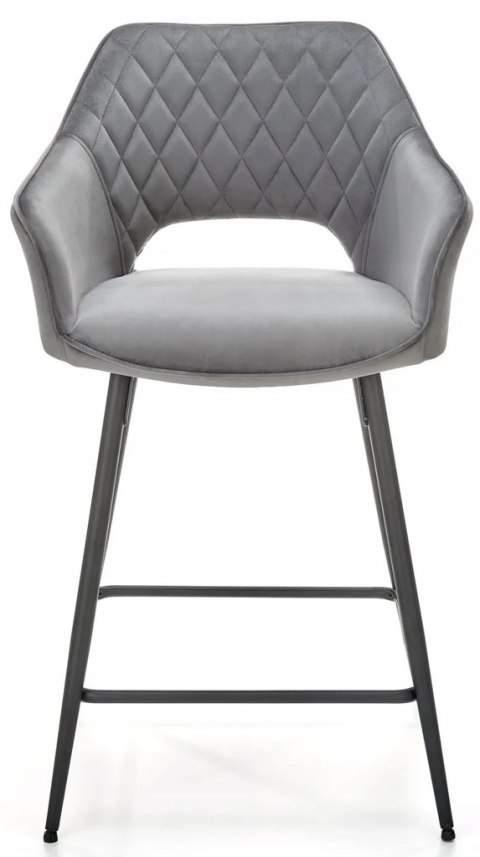 HOKER TAPICEROWANY KRZESŁO BAROWE H107 HALMAR velvet POPIELATY nogi stal malowana proszkowo CZARNE Z PODPÓRKĄ NA NOGI HOKER TAPICEROWANY KRZESŁO BAROWE H107 HALMAR velvet POPIELATY nogi stal malowana proszkowo CZARNE Z PODPÓRKĄ NA NOGI