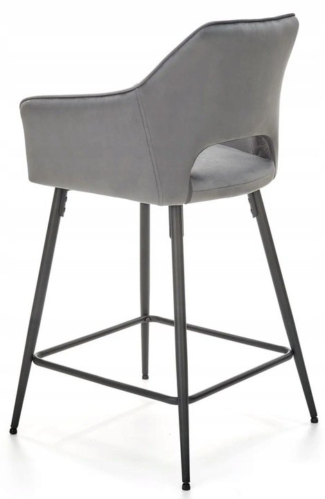 HOKER TAPICEROWANY KRZESŁO BAROWE H107 HALMAR velvet POPIELATY nogi stal malowana proszkowo CZARNE Z PODPÓRKĄ NA NOGI HOKER TAPICEROWANY KRZESŁO BAROWE H107 HALMAR velvet POPIELATY nogi stal malowana proszkowo CZARNE Z PODPÓRKĄ NA NOGI