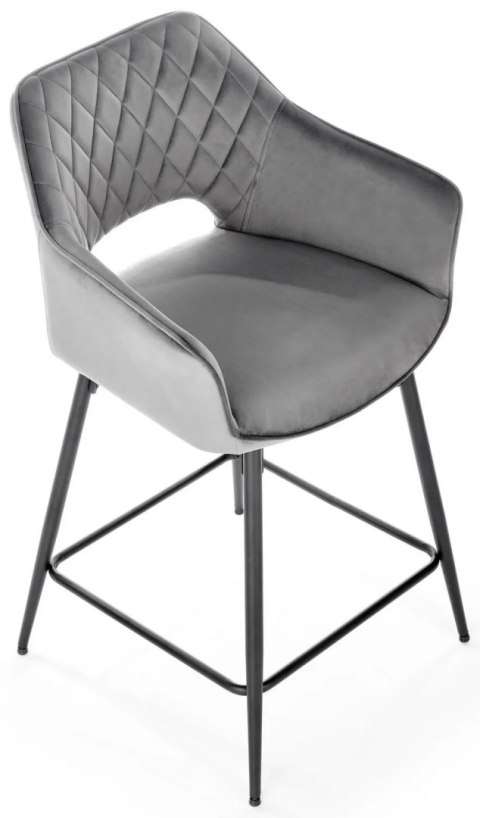 HOKER TAPICEROWANY KRZESŁO BAROWE H107 HALMAR velvet POPIELATY nogi stal malowana proszkowo CZARNE Z PODPÓRKĄ NA NOGI HOKER TAPICEROWANY KRZESŁO BAROWE H107 HALMAR velvet POPIELATY nogi stal malowana proszkowo CZARNE Z PODPÓRKĄ NA NOGI