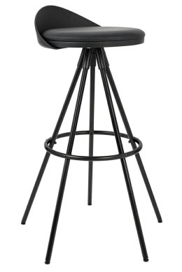 King Home Hoker Krzesło barowe LANZA 76 czarne poduszka ekoskóra podstawa metal lakierowany z podnóżkiem