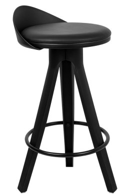 King Home Krzesło barowe Hoker MILA 65 czarny tworzywo poduszka ekoskóra z podnóżkiem wygodny i stabilny